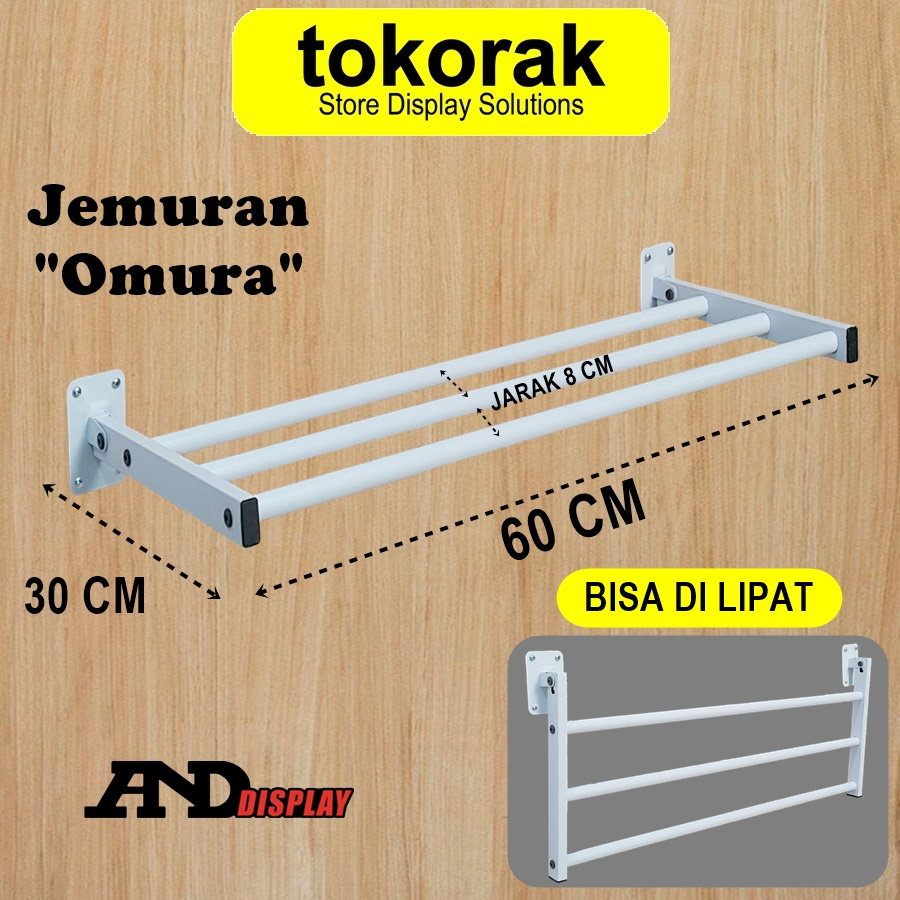 JEMURAN DINDING LIPAT OMURA 60 CM GANTUNGAN HANDUK BAJU