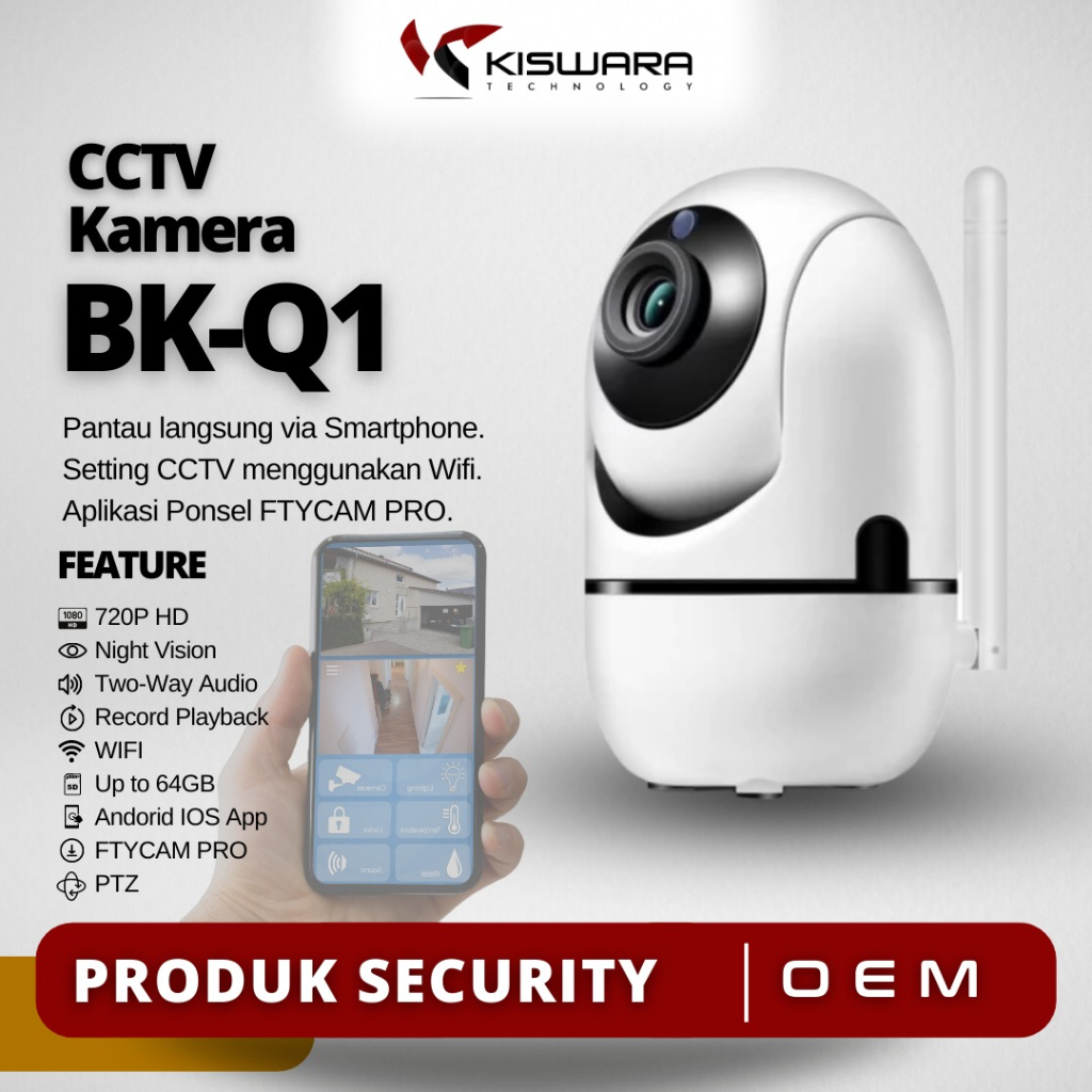 CCTV Termurah PTZ Wifi Smart Camera 720P - BK-Q1 [FTYCAM PRO]