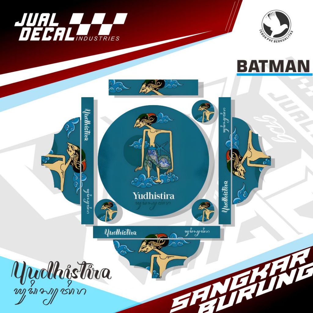 Stiker Decal Tebok Lovebird Wayang YUDHISTIRA Custom Variasi Helopet Pleci