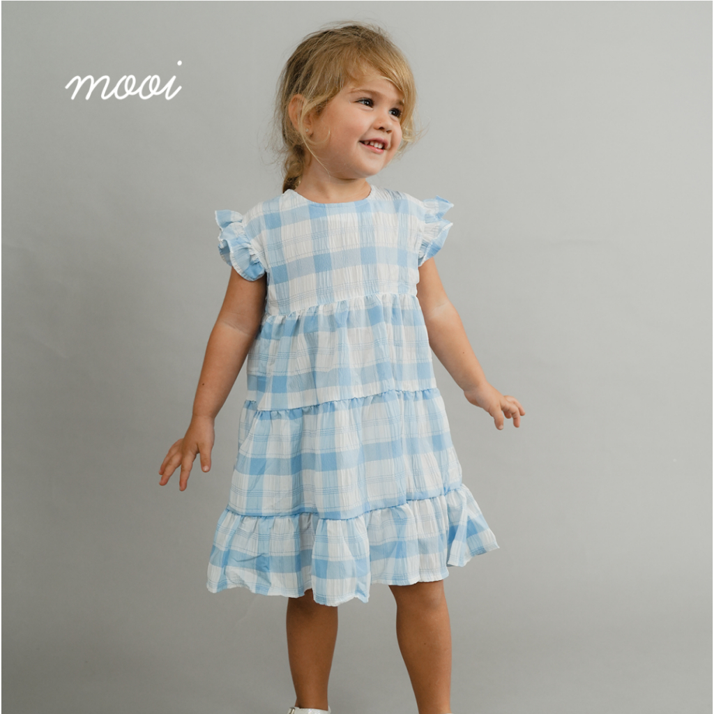 Mooi Starla Dress 1-5 Tahun Dress Ruffle Kotak Kotak Pastel Anak Perempuan CBKS