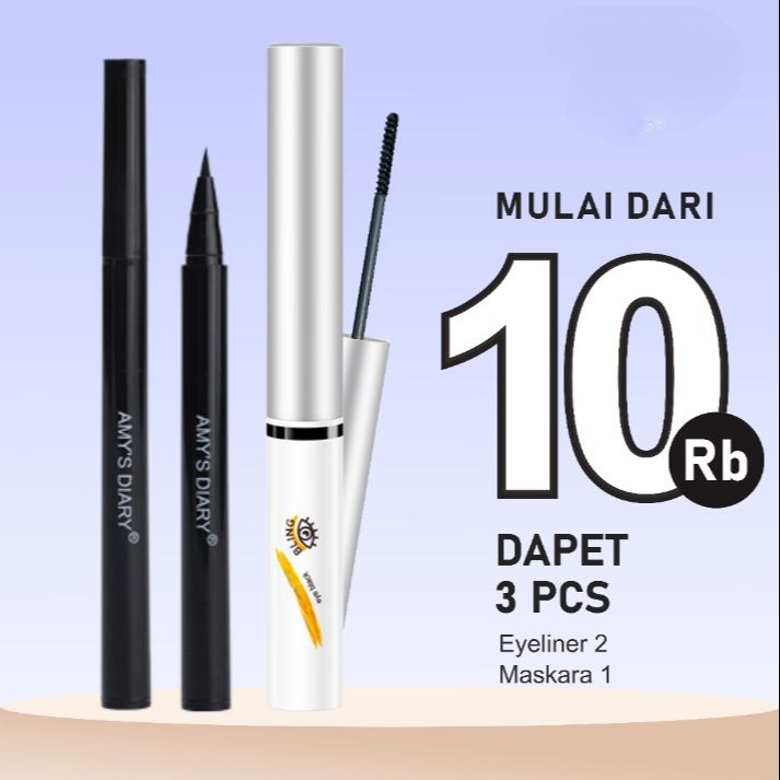 [SUPER HEMAT] Eyes Makeup Set AMY'S DIARY Eyeliner Maskara Waterproof Isi 3 Pcs SUPER MURAH