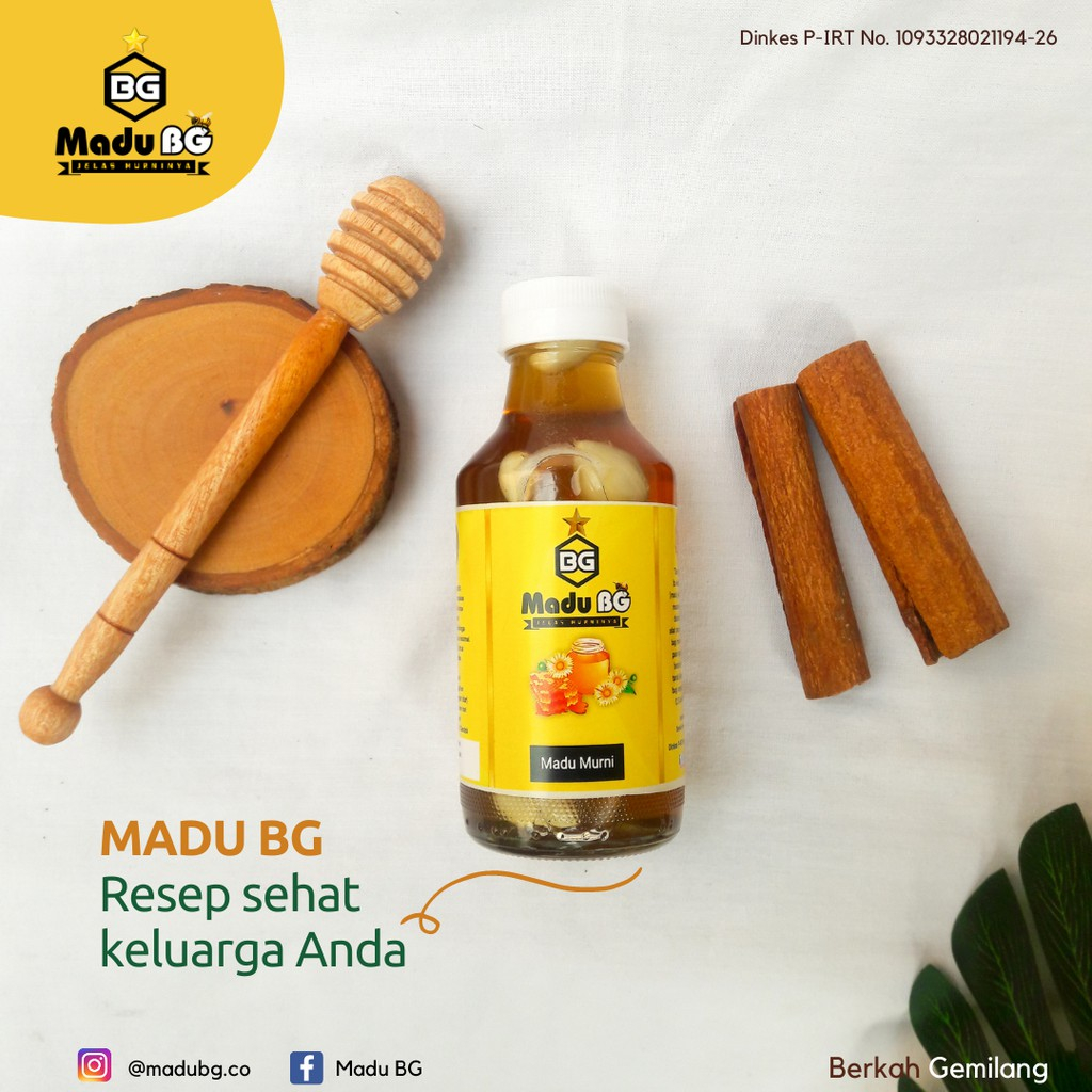 

Madu Murni Asli Mellifera Madu BG Original Pure Raw Honey 140ml Khasiat Herbal
