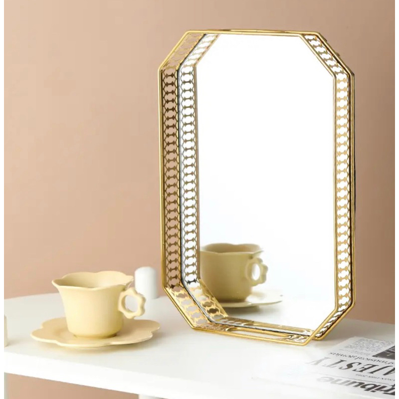 Home Decor Table Modern Luxury Mirror Tray Nampan Cermin