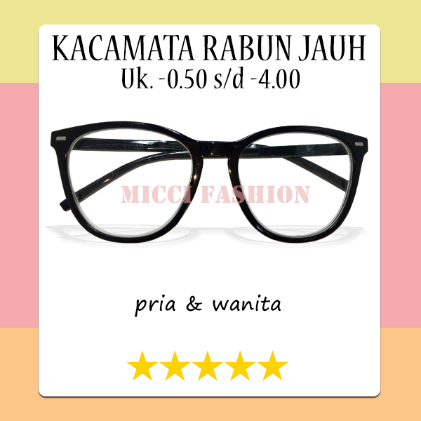 TERBARU Kaamata Lensa Minus (-) Degan Model Bentuk Oval Tersedia Ukuran -0.50 s/d -4.00 Warna Frame Hitam Fashionable Ringan Saat dipakai NOCASE