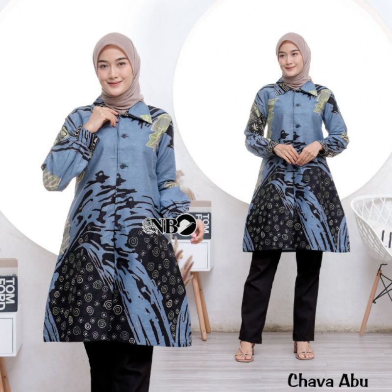 Atasan Tunik Ziper Atasan Batik Wanita Modern M L XL XXL XXXL Jumbo