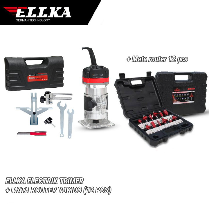 (+ MATA ROUTER 12 PCS) Mesin Profil Router Kayu ukir 6mm ELLKA + mata router 1 box (12 PCS)