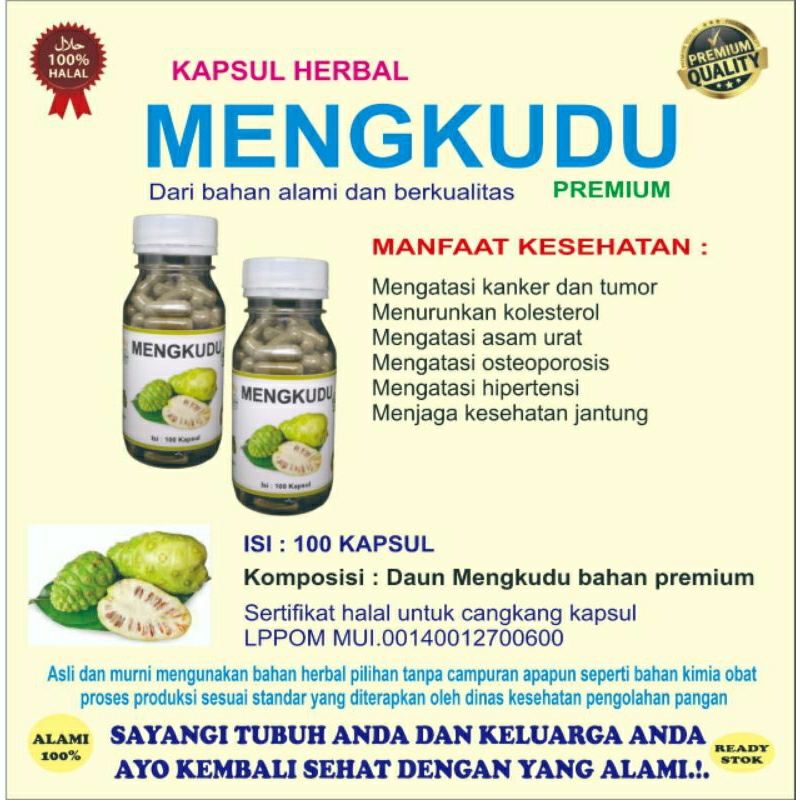 

Mengkudu Kapsul Herbal Kanker dan Tumor isi 100 Kapsul