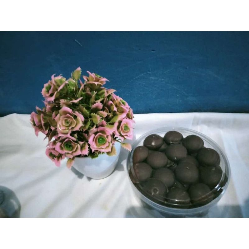 

Biskuit Egg drop di balut coklat compaund