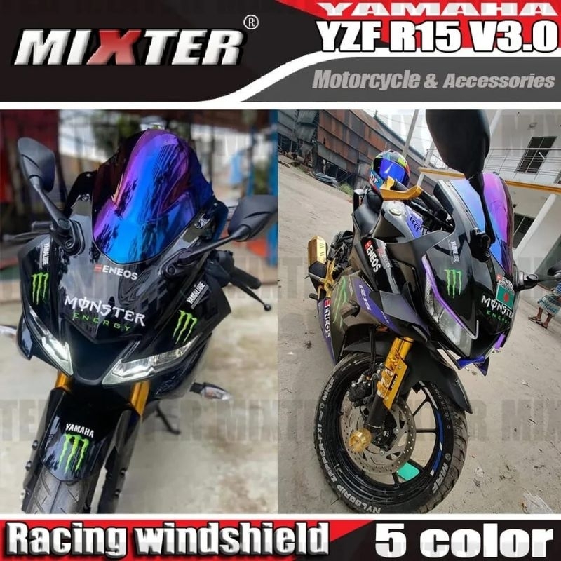 Windshield R15 V3 Pelangi Rain bow 5 Mili Anti pecah Tameng depan R15