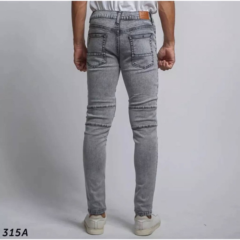 Celana jeans Pria Celana Jeans Biker Riders Pria Skinny Jeans Panjang Polos Sobek Popol