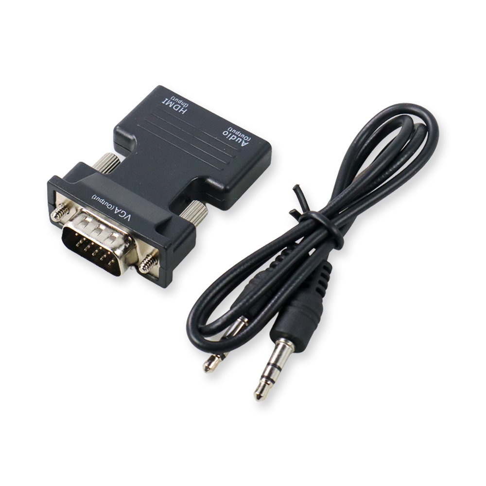 Adaptor Converter HDMI Female to VGA Male 1080P Audio Port - HV100200 - Black