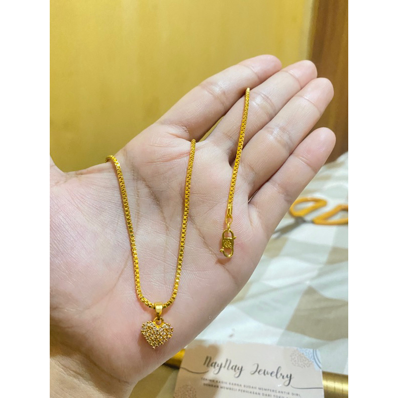 Kalung italy love mata kecil lapis emas 24k