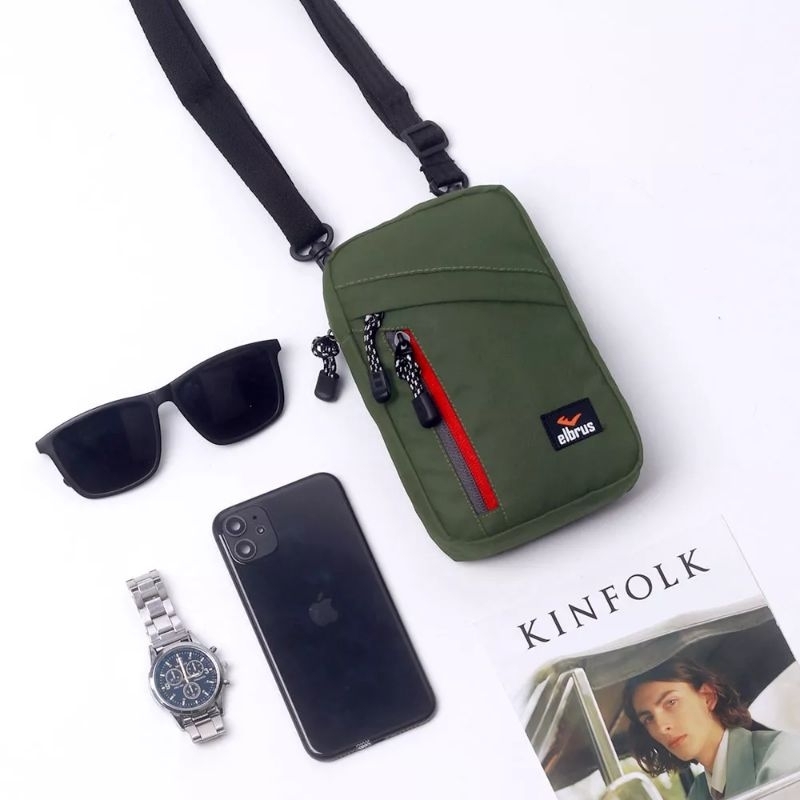 Tas Hp 7 inch Wallet Anti Air Original Elbrus Tas selempang Pinggang Hp Gatget Smarphone Pria