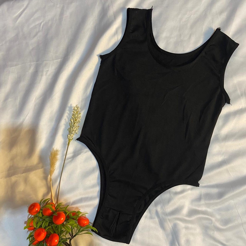 Bodysuit Lingerie Wanita Bahan Lace Tipis Kerah Deep-V Neck Tanpa Lengan Open Crotch