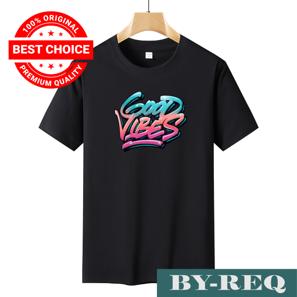 By-Req Cotton New T-shirt GOOD VIBES Black & White 30s / Kaos Oblong Bahan Katun / Kaos Pria Terbaru