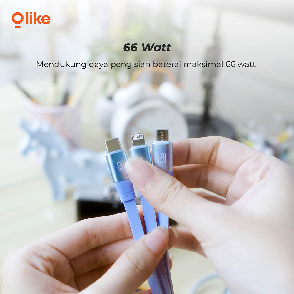 OLIKE KABEL CHARGE DATA 3IN1 66W FAST CHARGING MICRO IPHONE TYPEC D104