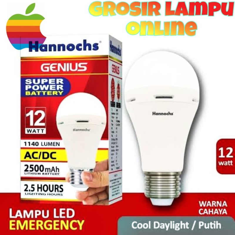 Led Hannochs GENIUS 6w 8w 10w 12w 15w - Lampu Emergency Hannochs AC DC Battery