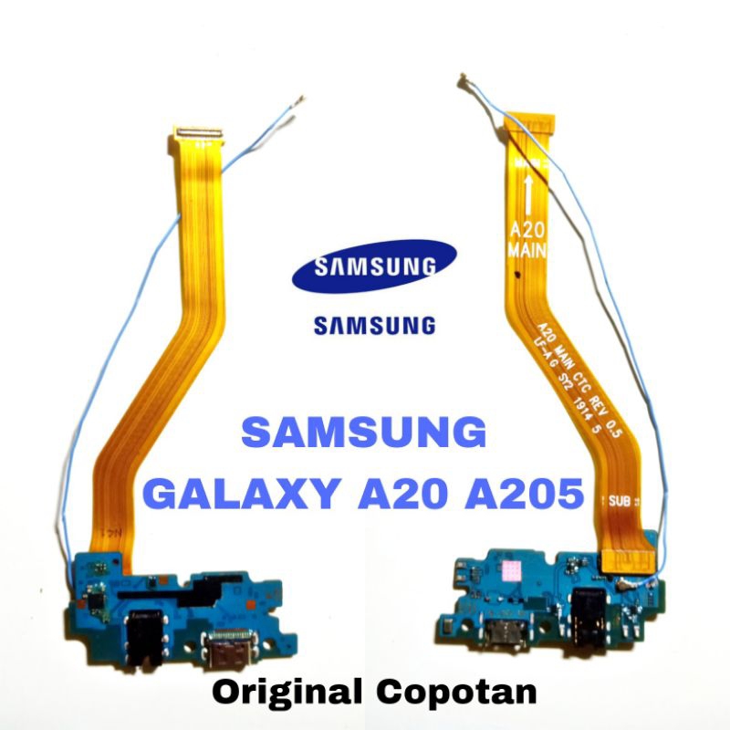 papan charger konektor cas flexible kabel antena board ui samsung galaxy A20 a205 original copotan