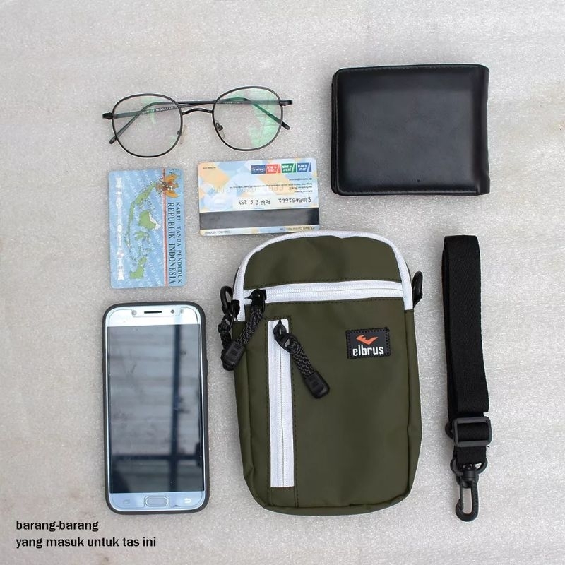 Tas Hp 7 inch Tas Selempang Wallet Hp Pria Anti Air Premium Elbrus Original Tas Tali Kalung Wallet