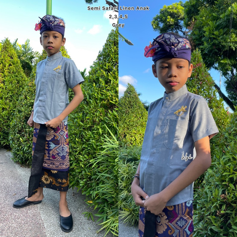 Baju Safari Linen Anak/Baju Saja/Kemeja Adat Anak