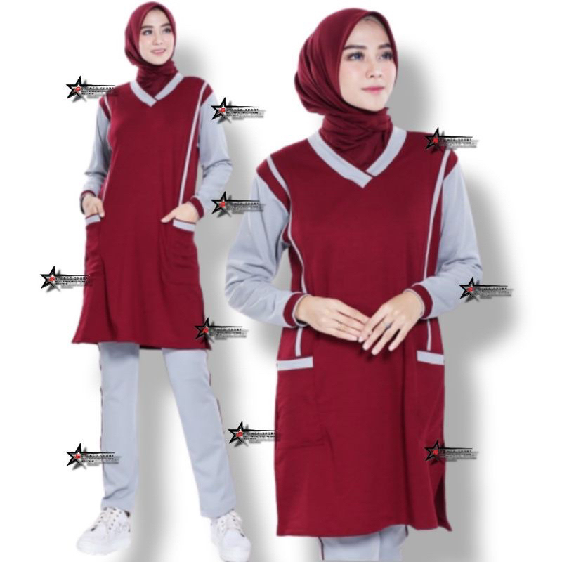 Stelan tunik ukuran jumbo/Stelan tunik termurah/Stelan senam tunik/Stelan olahraga
