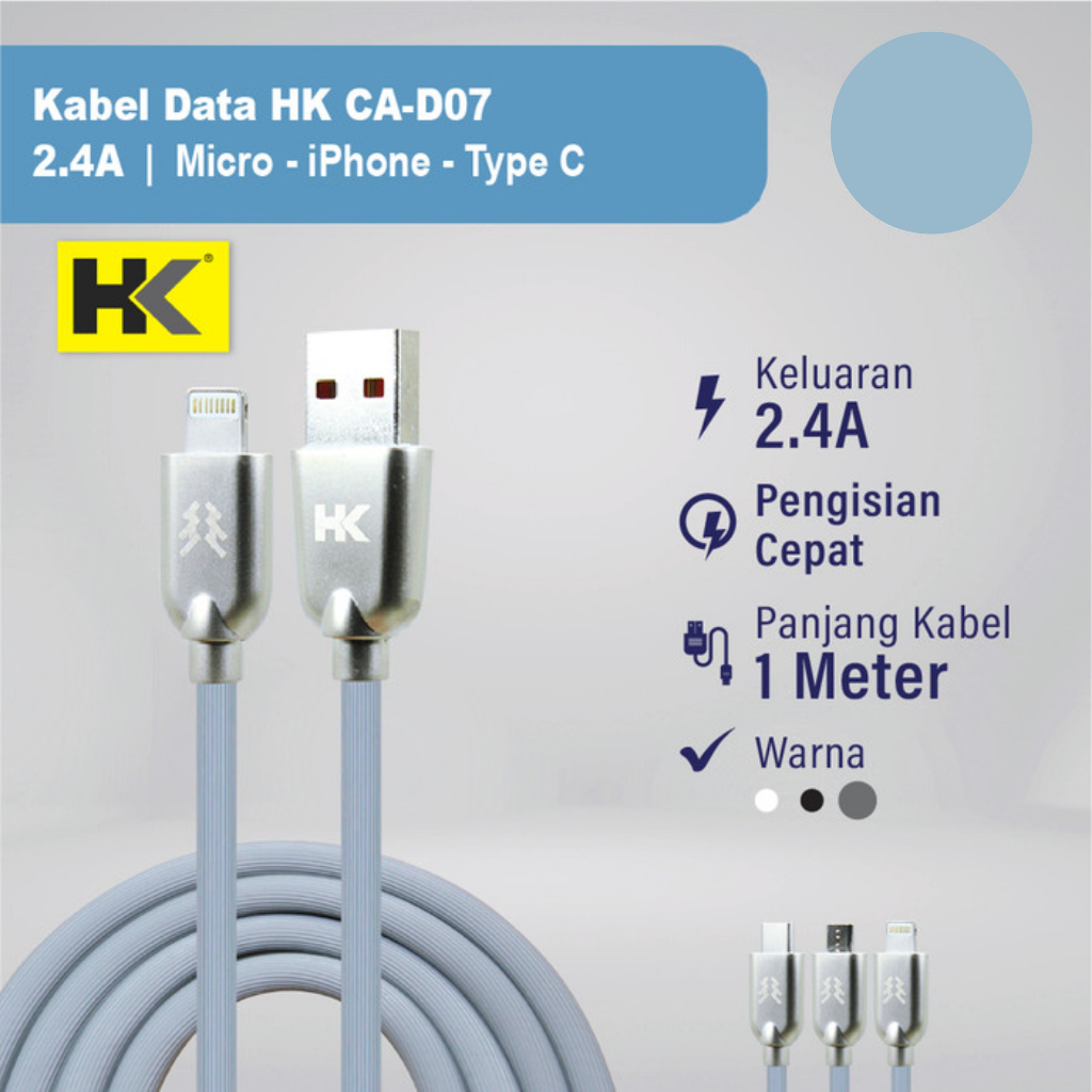Kabel Data HK CA-D07 Fast Charging untuk Type C Kualitas bahn bagus