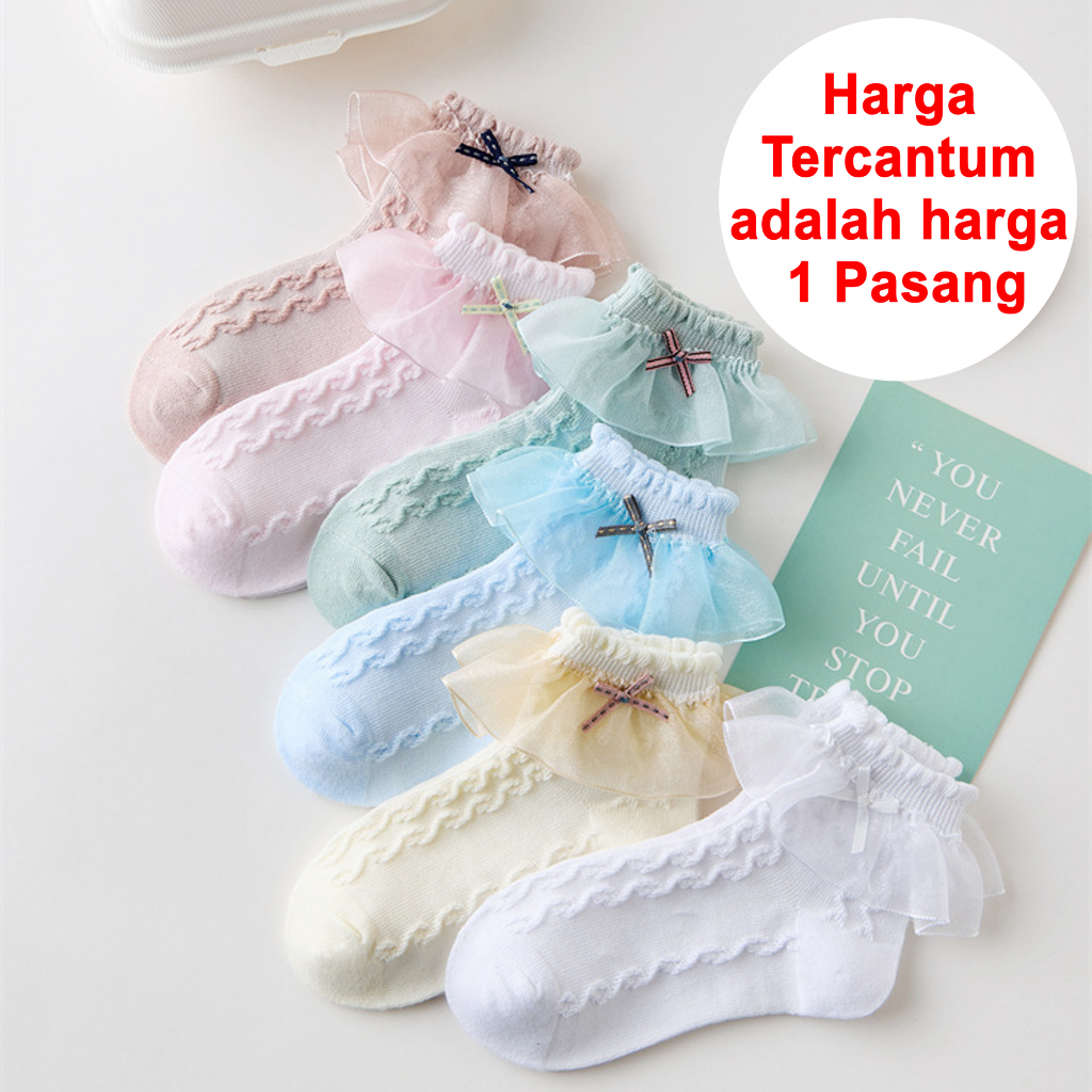 PROMO 12.12 PUNCAK Okaybaby B331 Kaos Kaki Anak Perempuan (Harga Tercantum Itu Per 1 Pasang) Bahan Tebal Lembut Motif Pita Lucu Terbaru 1-9 Tahun