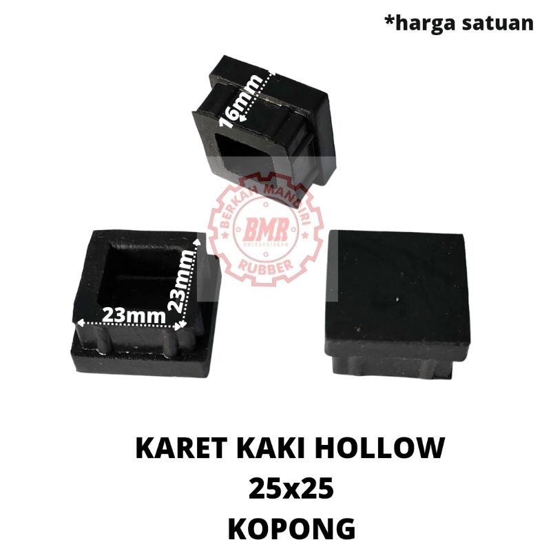 karet hollow 25x25 kopong/karet kaki kursi/karet kaki meja besi hollow