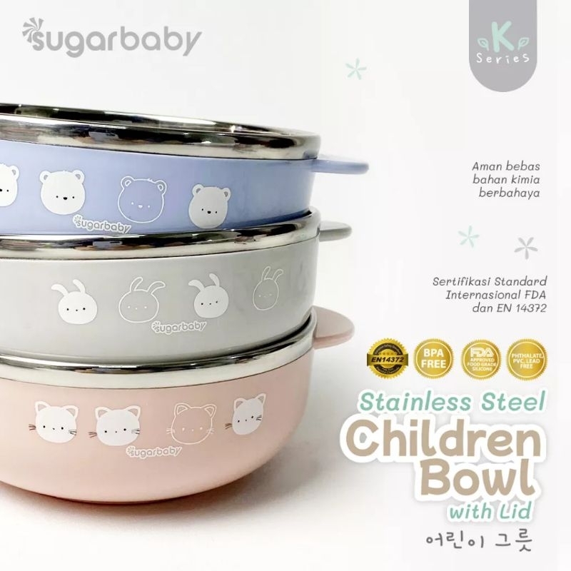 Sugar Baby Stainless Steel Childern Bowl With Lid/ Mangkok Stainless anak