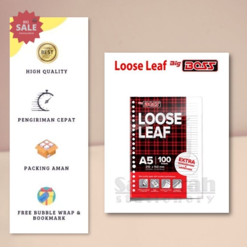 

Loose Leaf A5 100 Big Boss Kecil Bergaris / Kertas isi Binder File Ukuran A5 isi 100 Lembar Garis(ORIGINAL PRODUK)