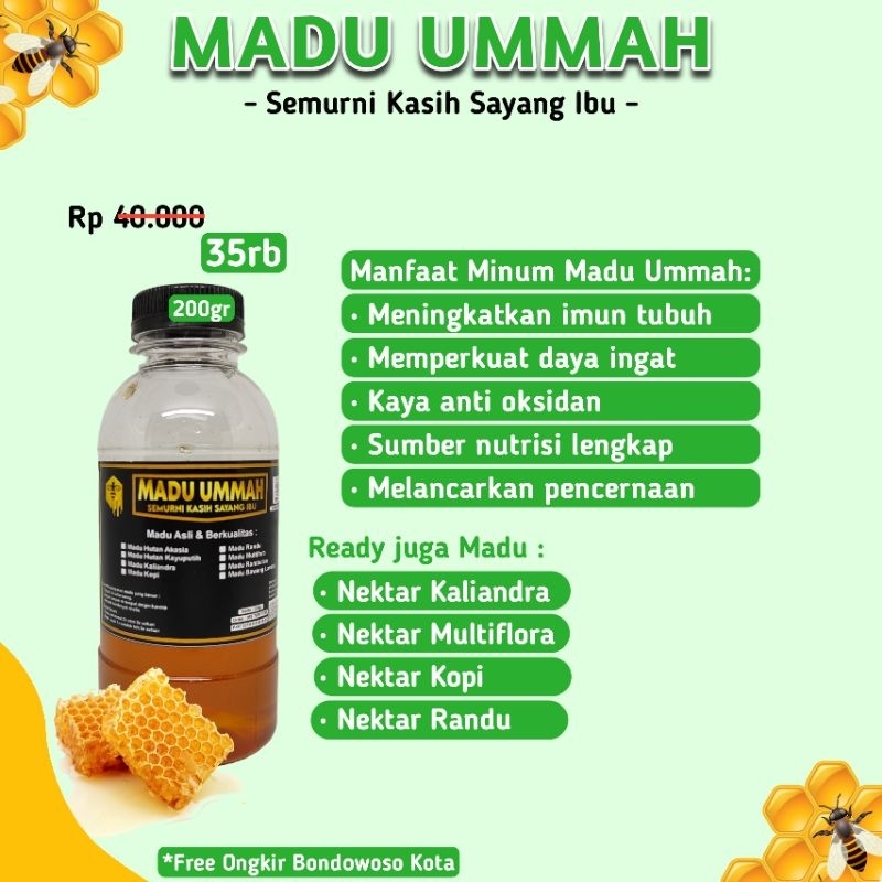 

Madu Ummah 100% Madu Asli murni tanpa pakan tambahan
