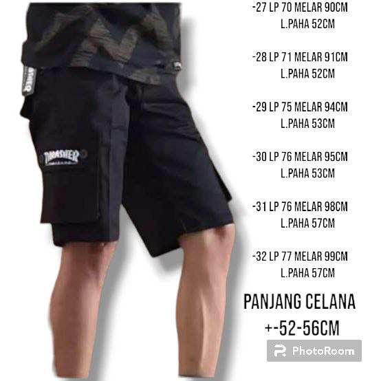 THRASHER Celana Cargo Pendek Pria Celana Gunung Premium Distro Size 27-32