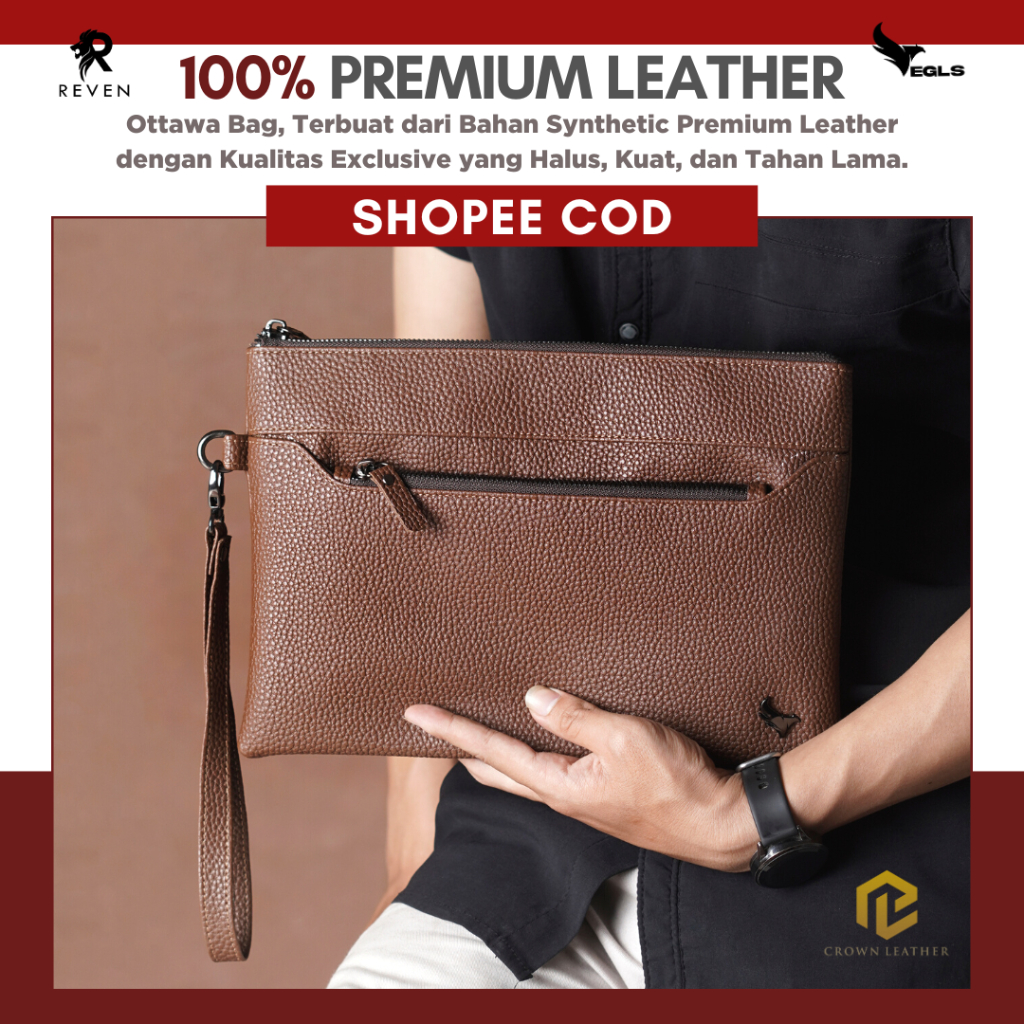 Tas Tangan Clutch Pria Bahan Kulit Premium Fashion Cowok Terbaru - OTTAWA HAND BAG