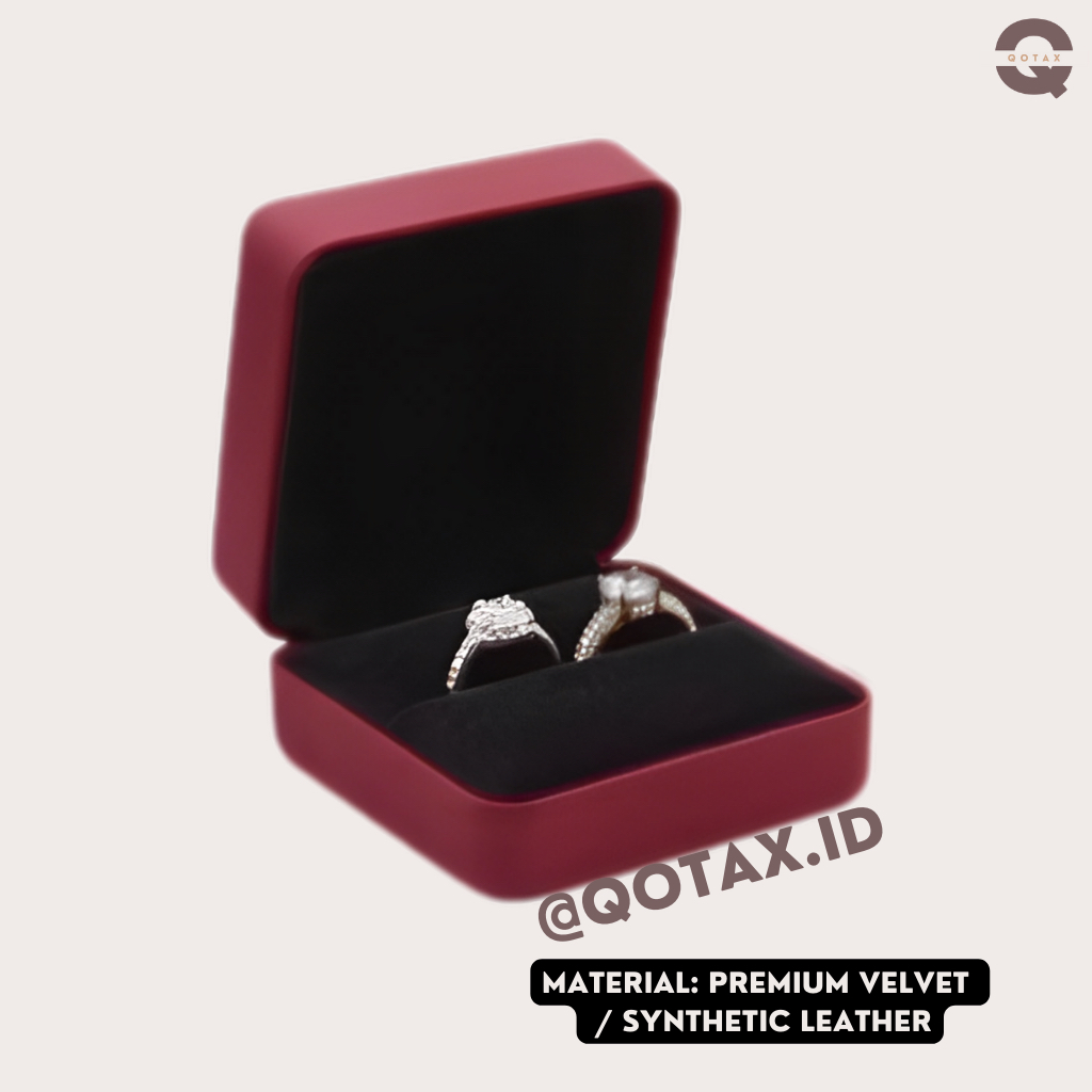 Kotak Perhiasan Mewah Premium Velvet / Cincin Akad / Couple Ring / Couple Ring / Diamond / Mahar / S