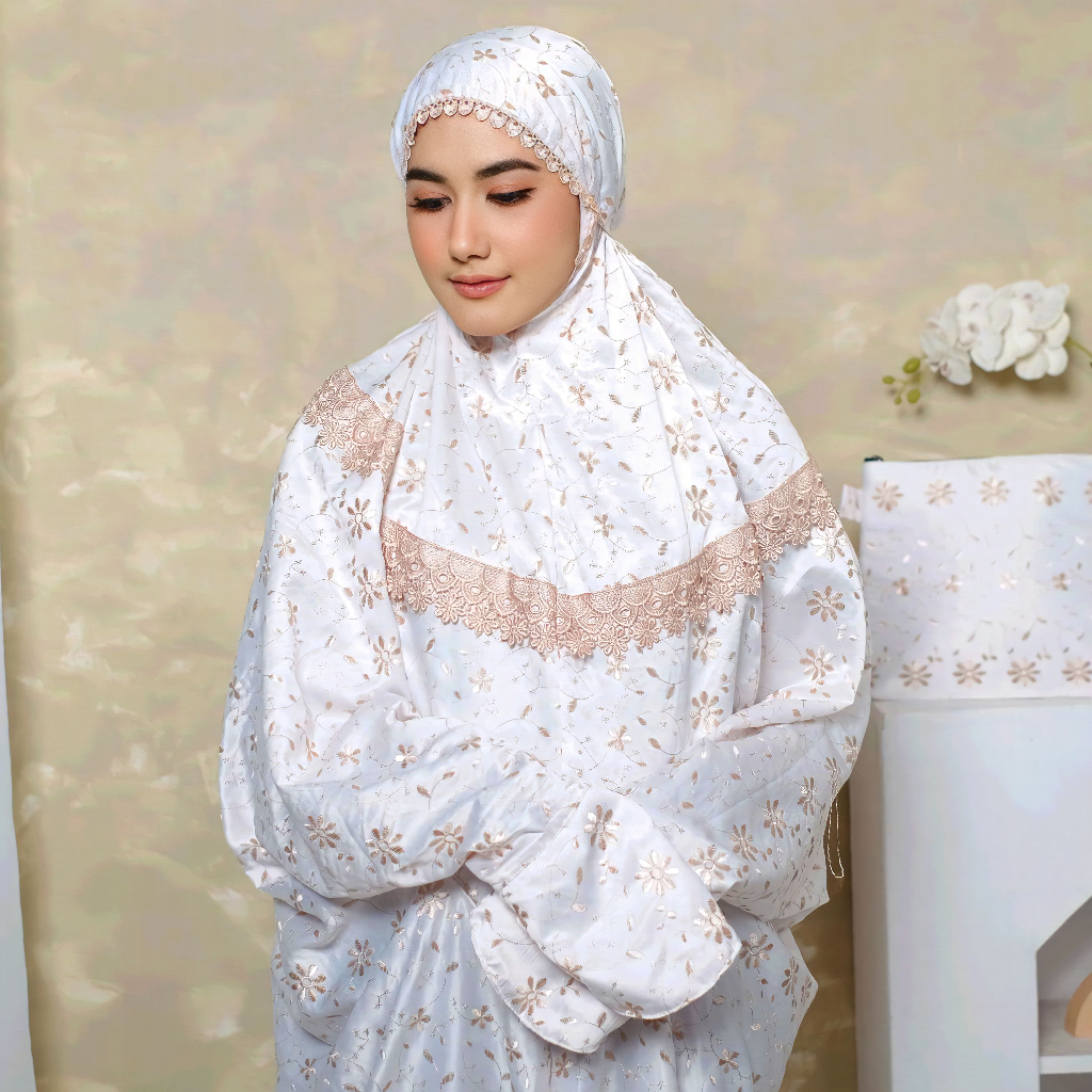 Mukena Terusan Dewasa AsnaCollection٩٩ Sutra Prada Premium Jumbo Travelling