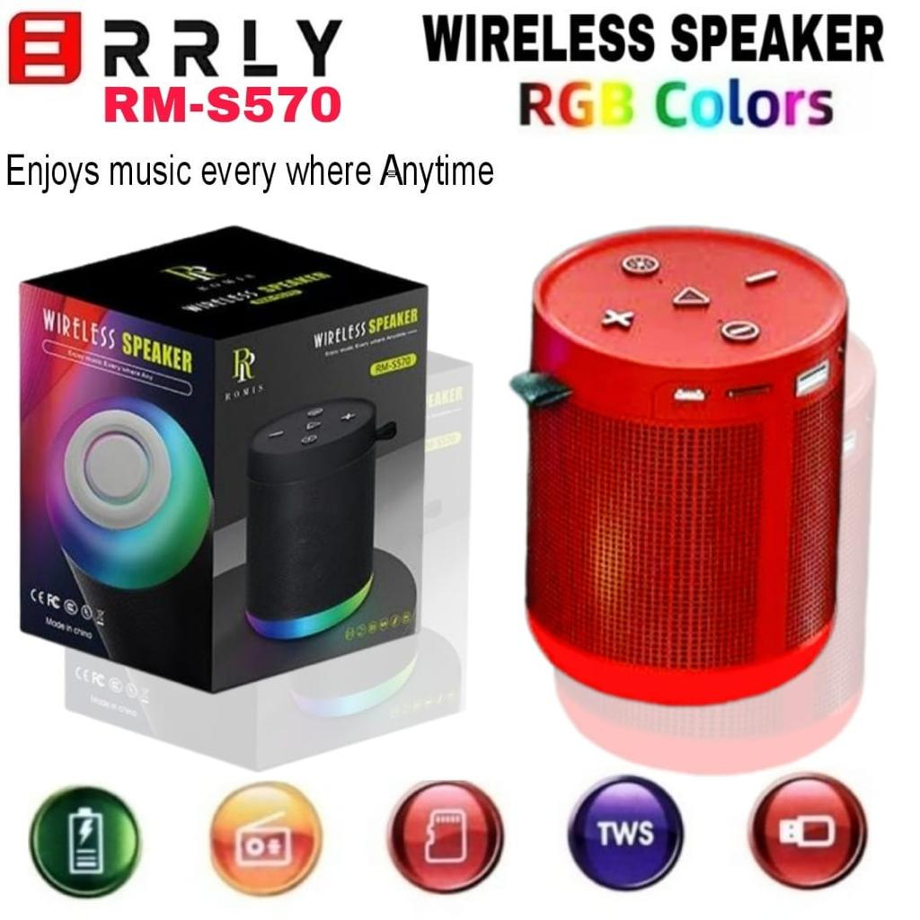 Speaker Bluetooth ERRLY RM 570 Wireless Nirkabel Subwoofer Lampu LED RGB Warna Warni Extra BASS