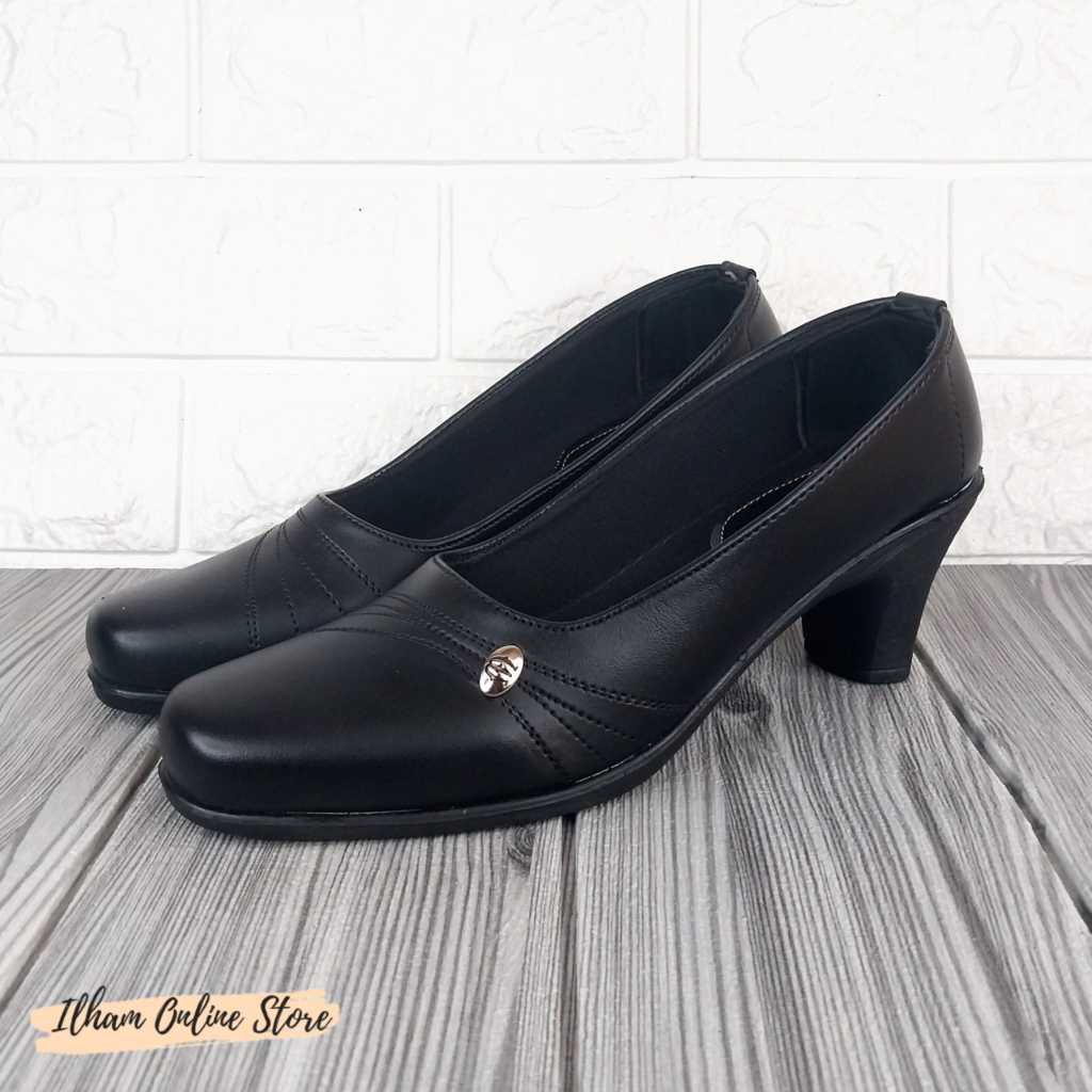 Belina B.03 Hitam Sepatu Pantofel Wanita Hak 7cm Size 37-40