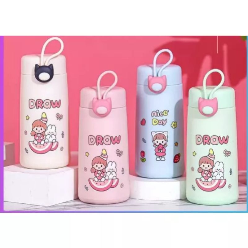 Botol Minum Kaca Nice Day 300Ml/ Termos Karakter Nice Day Anak