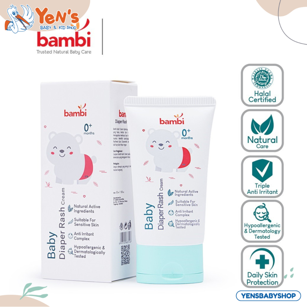 Bambi Baby Diaper Rash Cream 50ml | Krim Ruam Popok Pada Bayi Kulit Normal - Sensitif