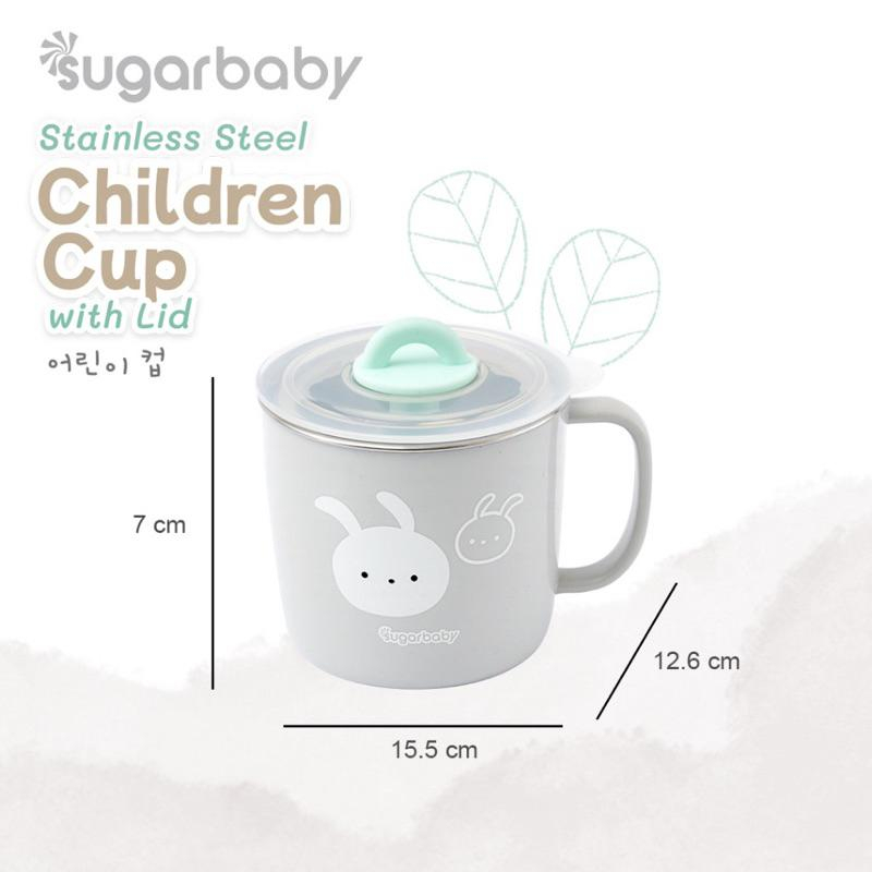 SUGAR BABY MURAH STAINLESS STEEL CUP WITH LID GELAS MINUM BAYI ANAK SUGARBABY