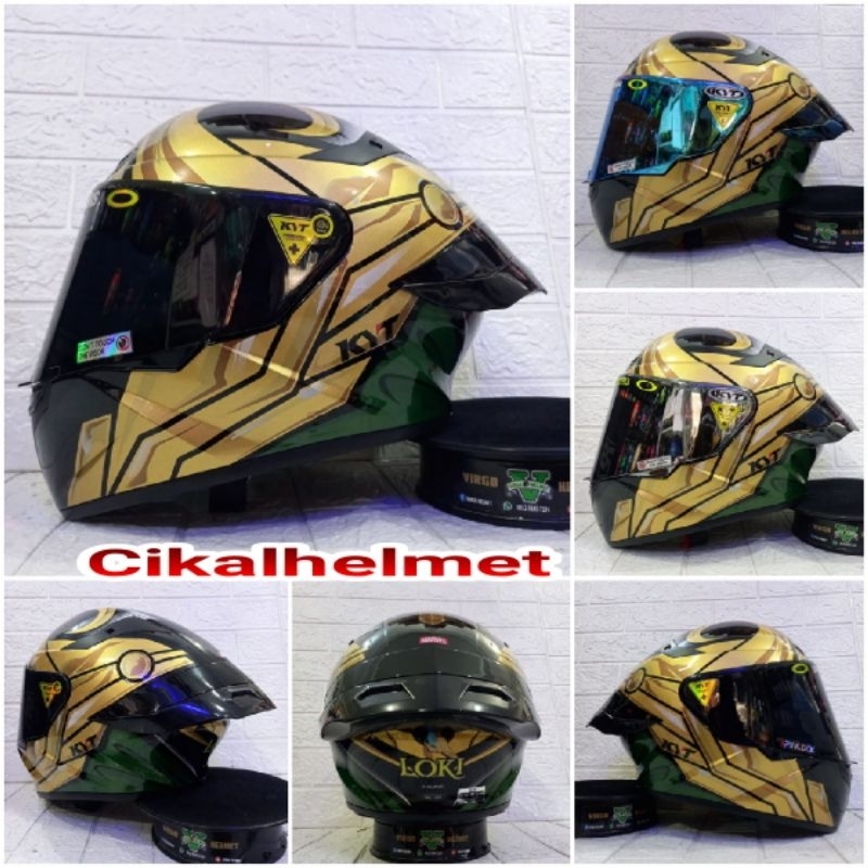 KYT TT COURSE MARVEL LOKI BLACK GOLD FULL PAKET GANTENG TERMURAH