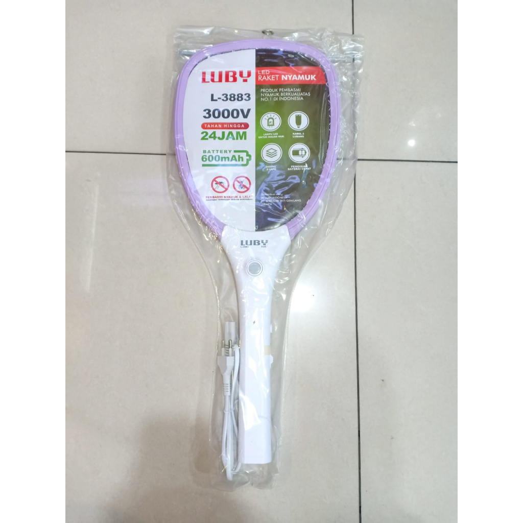 Raket Nyamuk LUBY L-3881 / L-3882 / L-3883 Raket Nyamuk LED plus Kabel Charge