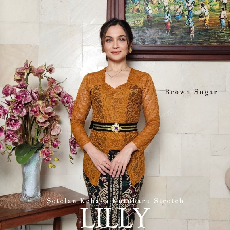 Setelan Kebaya Kutubaru Lengan Panjang Stretch Lilly