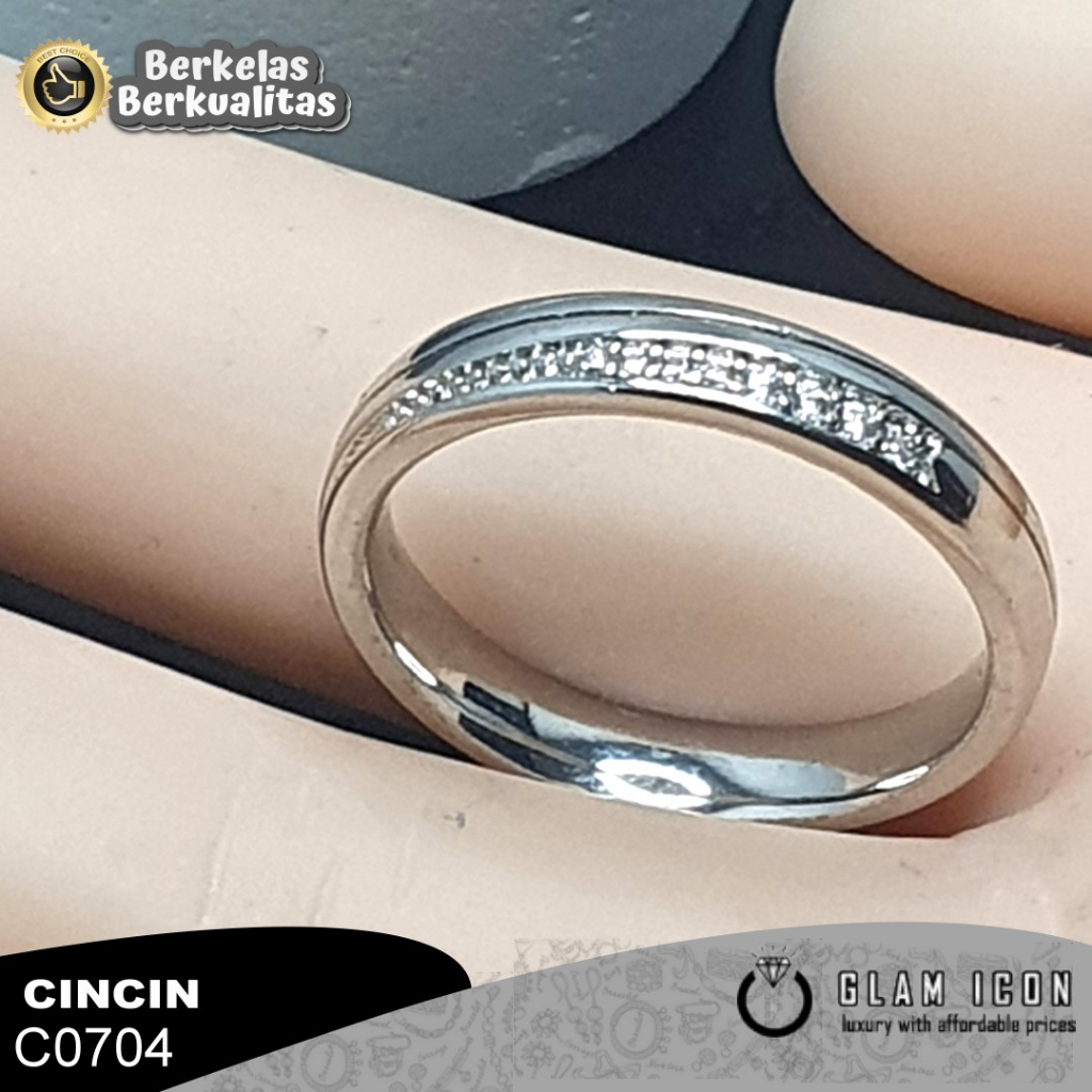 Cincin Couple Mata tabur baris simpel C0704 CCS