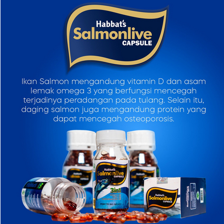 HABBATS Salmonlive 90 Kapsul Mengandung Omega 3 Trigliserida Asma Jantung Osteoporosis Kolesterol