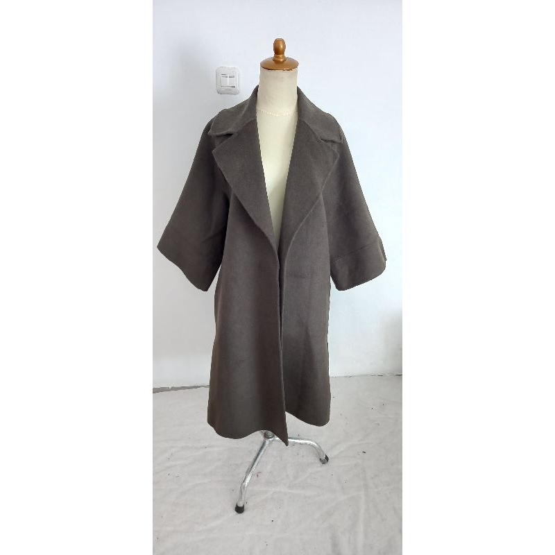 Army Green Long Hand Made Wool Outer by 8 Seconds