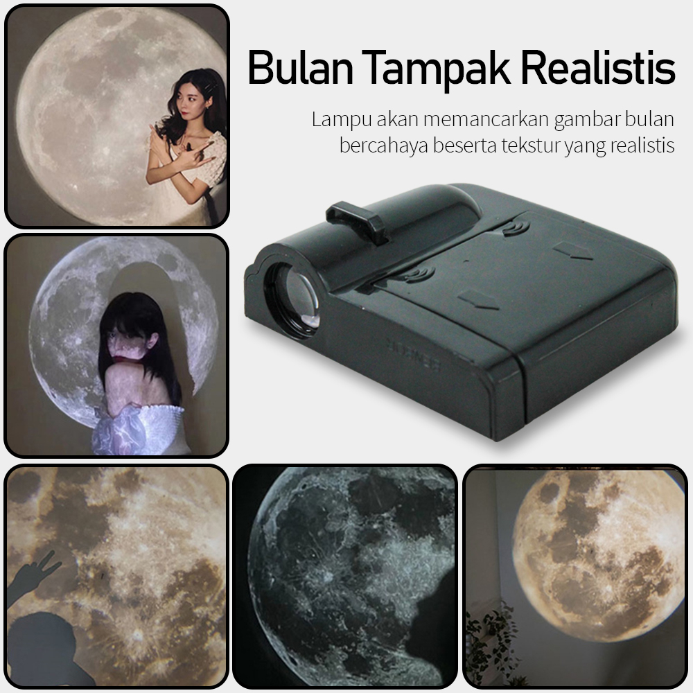 Lampu Proyektor Bulan LED Projector Night Light Battery Power - EP0945 - Black