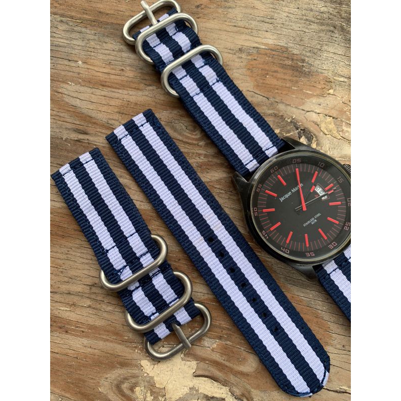 Strap tali jam tangan kanvas nato kombinasi 2 warna 22mm