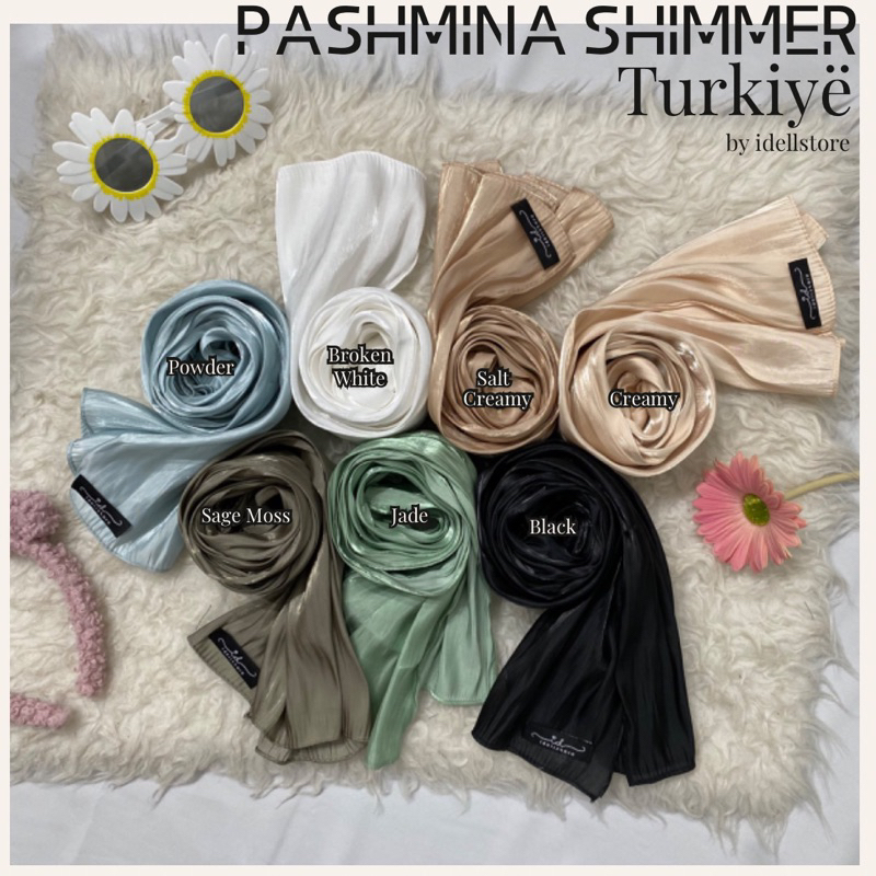 Pashmina Shimmer silk turkiye by idellstore • Pashmina silk turki turkeymengkilap shinning premium