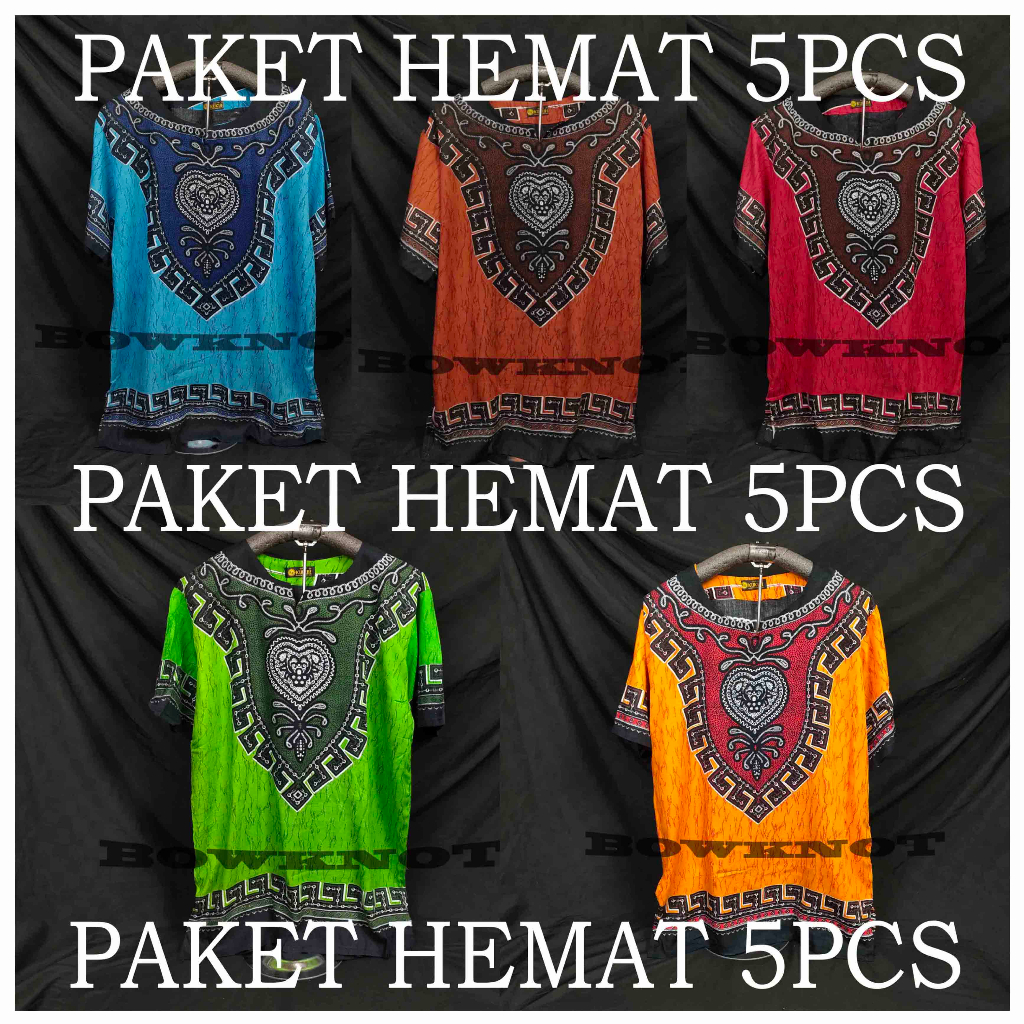 Isi 5pcs baju / kaos etnik thailand premium pria dan wanita